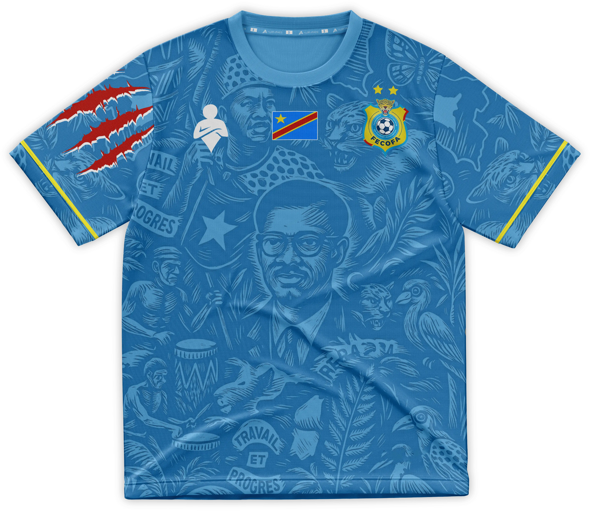 [PRECOMMANDE] Maillot de Foot Congo Bleu - Concept Patrice Lumumba JefeX2